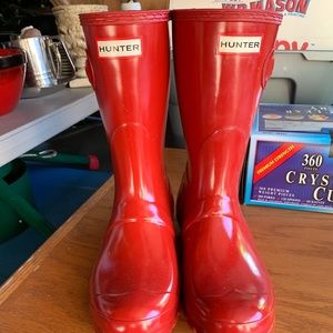 New Original Red Short Gloss Hunter boot size 8